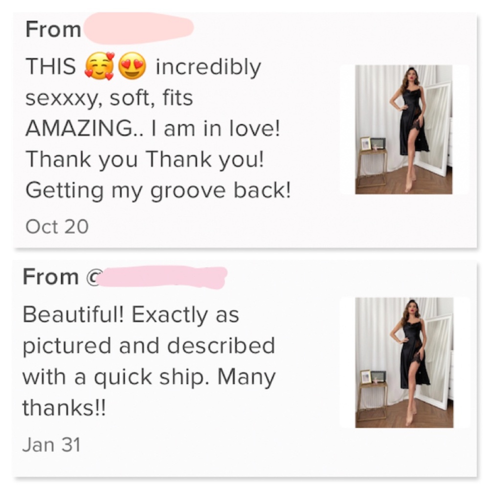 Black Satin Lace Detail High Slit Night Slip - Picture 14 of 16